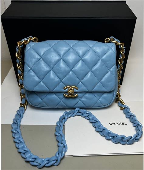 chanel flap bag light blue|Chanel flap bag agneau.